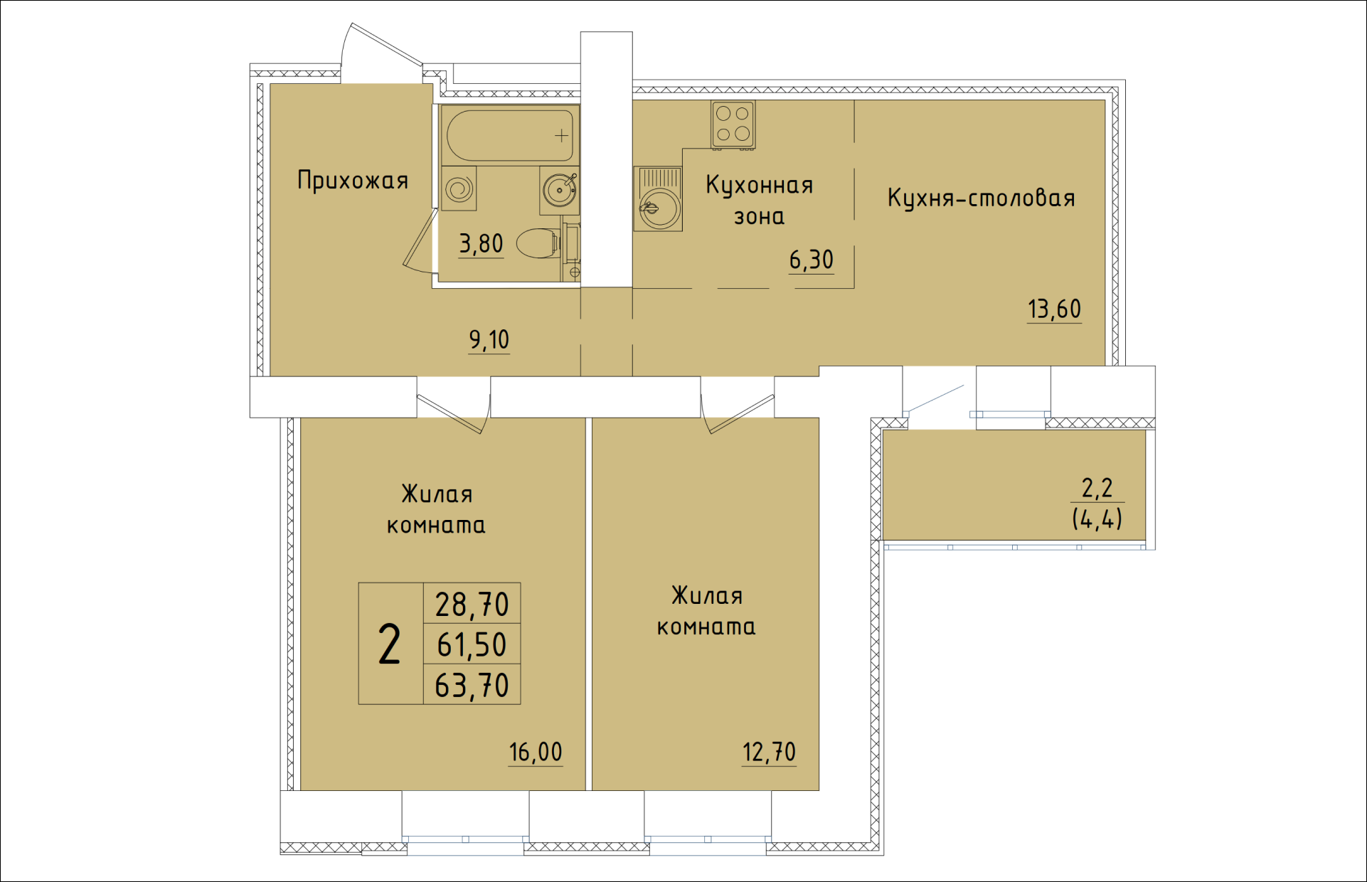 планировка квартиры 64 м2